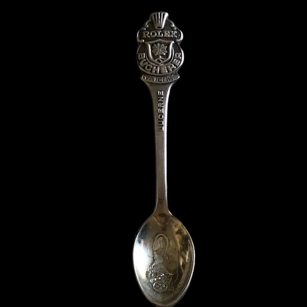 vtg OEM Rolex Bucherer of Switzerland Lucerne Silver-Plated Souvenir Spoon 4.25